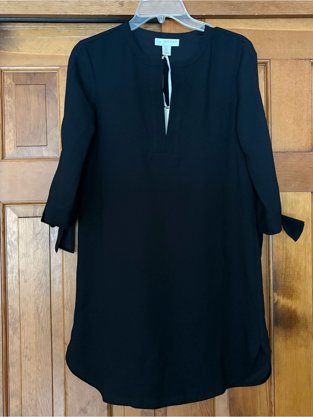 Kenar Black Tie-Sleeve Midi Shift Dress 2